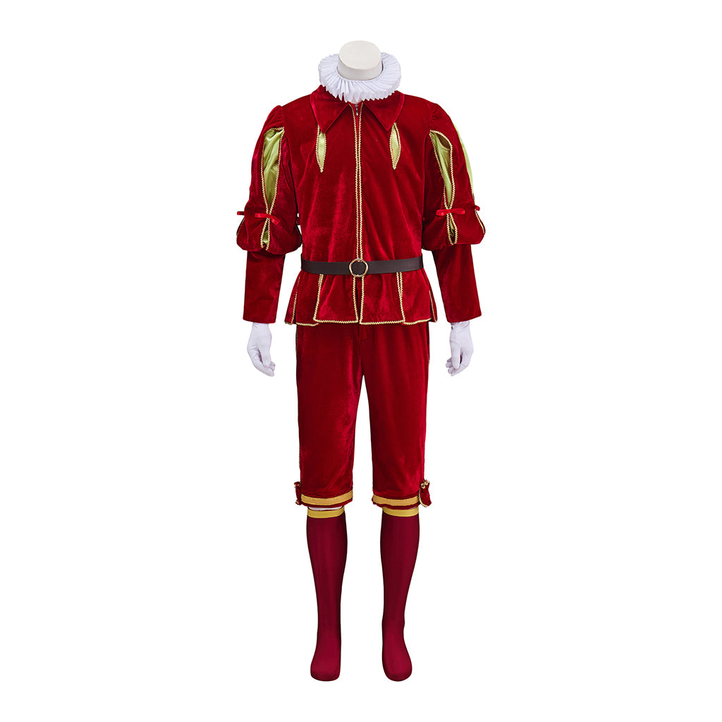 Medieval Renaissance Red Gold - Trimmed Noble Costume for Historical Reenactments Renaissance Themed Events Halloween and Christmas
