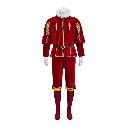 Medieval Renaissance Red Gold - Trimmed Noble Costume for Historical Reenactments Renaissance Themed Events Halloween and Christmas