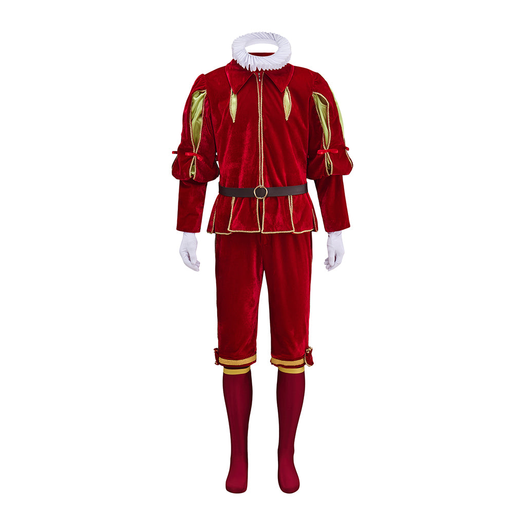 Medieval Renaissance Red Gold - Trimmed Noble Costume for Historical Reenactments Renaissance Themed Events Halloween and Christmas