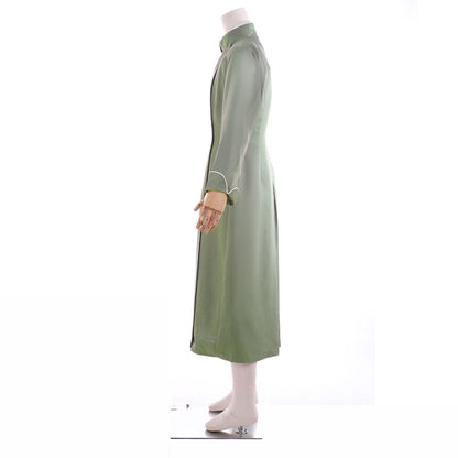 Medieval Clergy Roman Cassock Priest Robe Cosplay Costume Nun Long Sleeve Dress Olive Green Regency Dress Mandarin Collar Retro Renaissance Gown Women Cosplay Costume Adult Ladies Halloween Dress