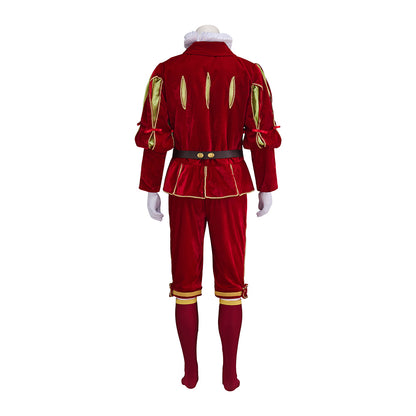 Medieval Renaissance Red Gold - Trimmed Noble Costume for Historical Reenactments Renaissance Themed Events Halloween and Christmas