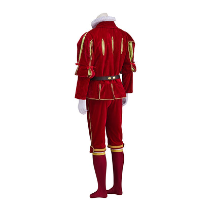 Medieval Renaissance Red Gold - Trimmed Noble Costume for Historical Reenactments Renaissance Themed Events Halloween and Christmas