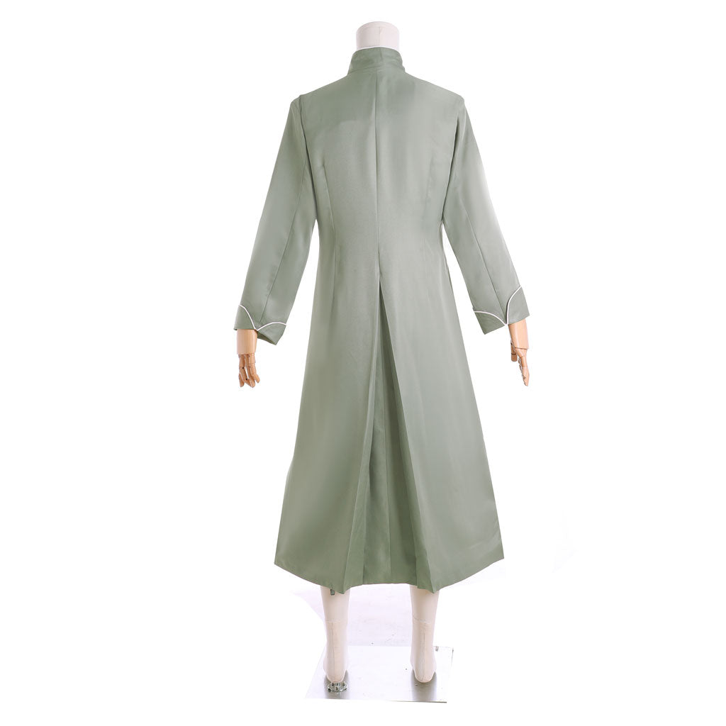 Medieval Clergy Roman Cassock Priest Robe Cosplay Costume Nun Long Sleeve Dress Olive Green Regency Dress Mandarin Collar Retro Renaissance Gown Women Cosplay Costume Adult Ladies Halloween Dress