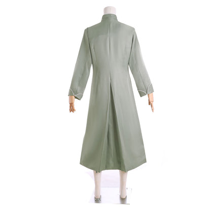 Medieval Clergy Roman Cassock Priest Robe Cosplay Costume Nun Long Sleeve Dress Olive Green Regency Dress Mandarin Collar Retro Renaissance Gown Women Cosplay Costume Adult Ladies Halloween Dress