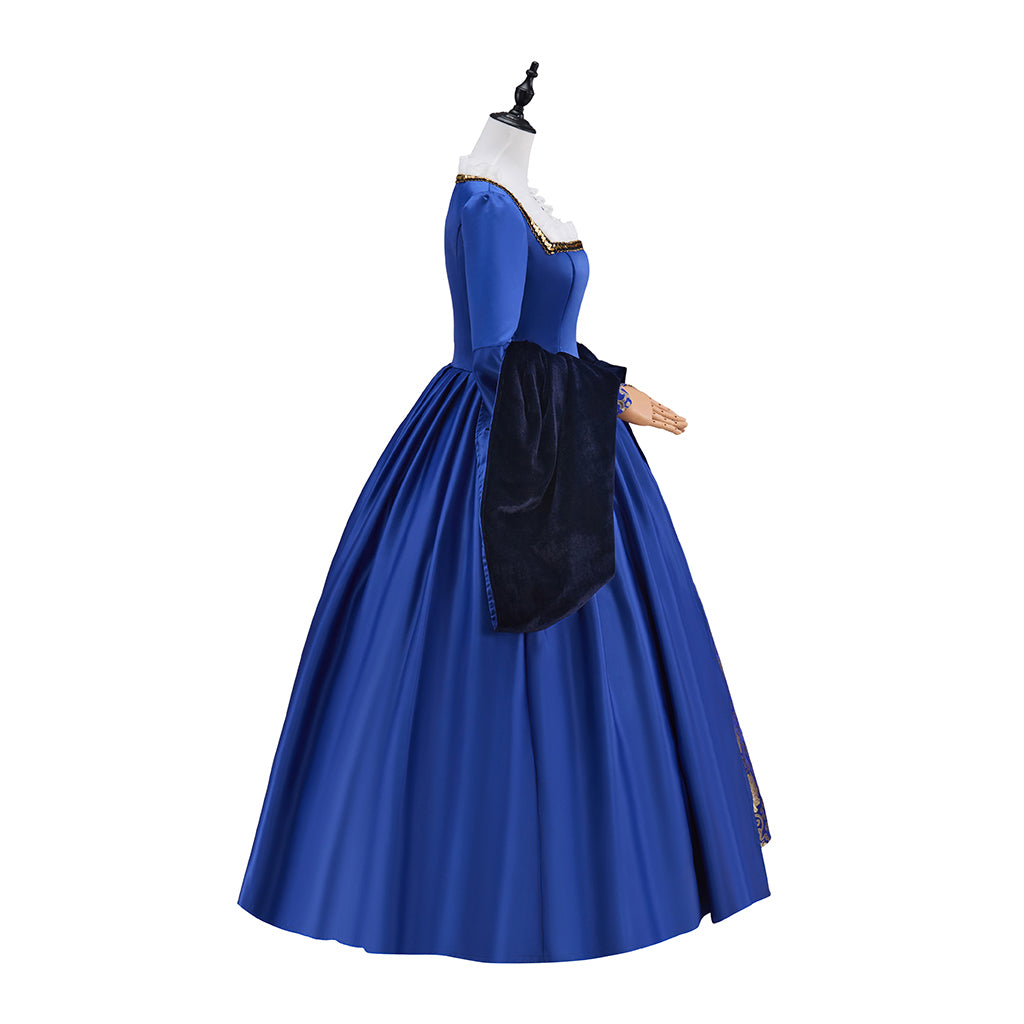 Medieval Victorian Blue Ruffled Noble Gown for Historical Reenactments Renaissance Halloween and Christmas