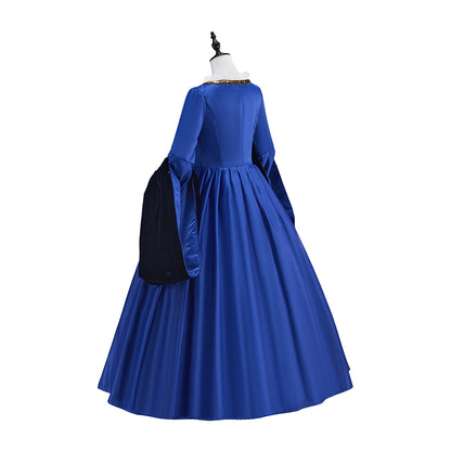 Medieval Victorian Blue Ruffled Noble Gown for Historical Reenactments Renaissance Halloween and Christmas
