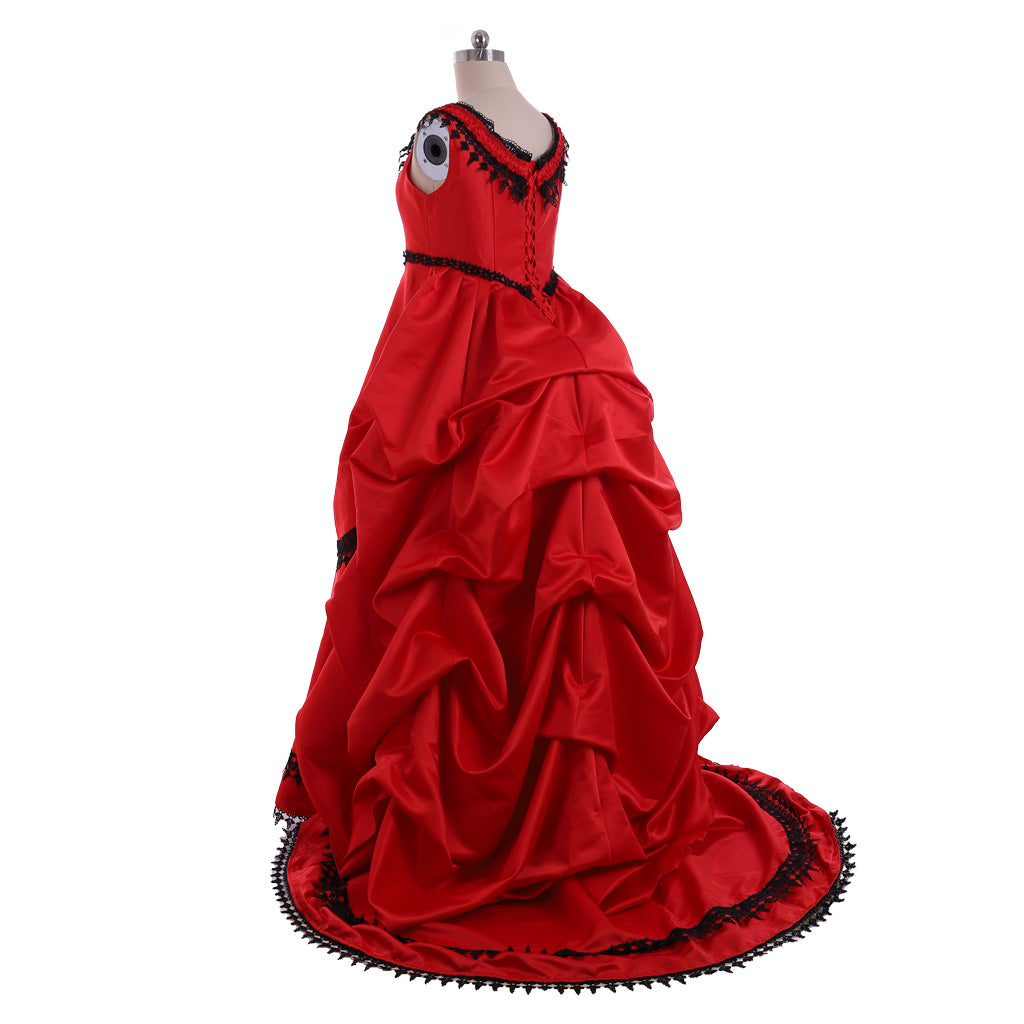Victorian Rococo Medieval Floor Length Dress Ball Gown Party Costume Princess Red Women's Royal Halloween Carnival Party Prom Carnival of Venice Dress