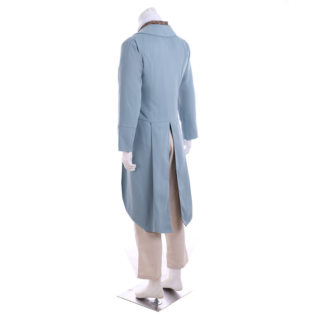 Regency Men's Light Blue Tailcoat with White Collar Cosplay Stage Costume Adult Halloween Christmas Party Themed Outfit