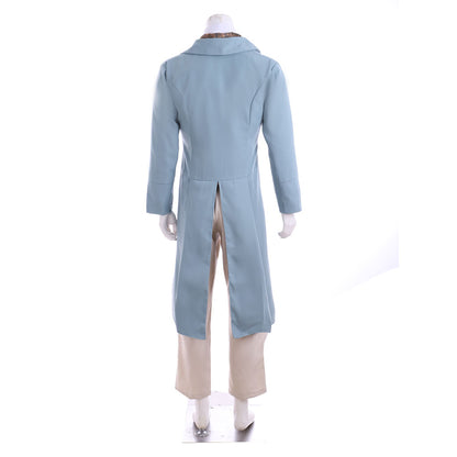 Regency Men's Light Blue Tailcoat with White Collar Cosplay Stage Costume Adult Halloween Christmas Party Themed Outfit