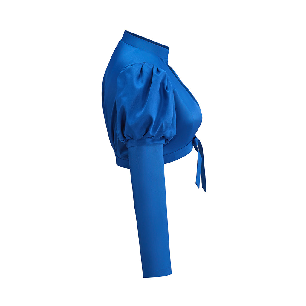 Medieval Victorian Blue Puffed Sleeve Noble Top for Historical Reenactments Renaissance Halloween and Christmas