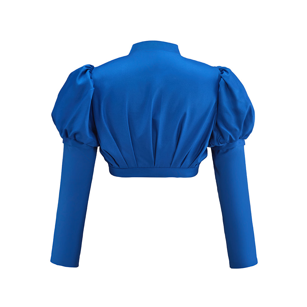 Medieval Victorian Blue Puffed Sleeve Noble Top for Historical Reenactments Renaissance Halloween and Christmas