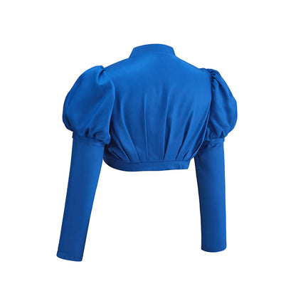 Medieval Victorian Blue Puffed Sleeve Noble Top for Historical Reenactments Renaissance Halloween and Christmas