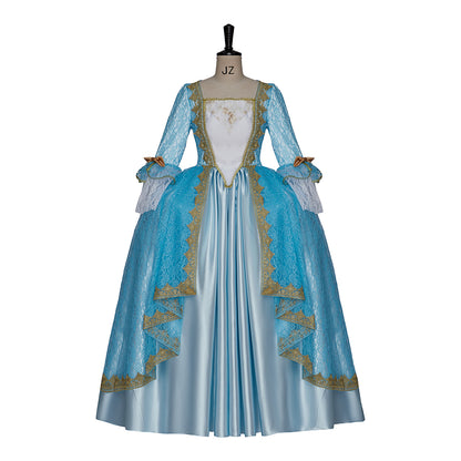 Rococo Victorian Vintage Dress Ball Gown Prom Custom  Blue Women's Masquerade Carnival Wedding Party Adults' Dress