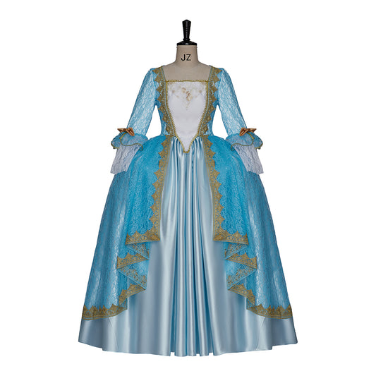 Rococo Victorian Vintage Dress Ball Gown Prom Custom  Blue Women's Masquerade Carnival Wedding Party Adults' Dress