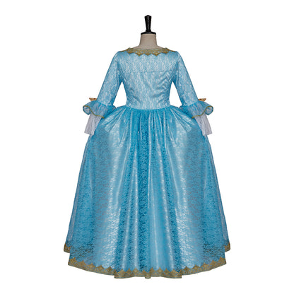 Rococo Victorian Vintage Dress Ball Gown Prom Custom  Blue Women's Masquerade Carnival Wedding Party Adults' Dress