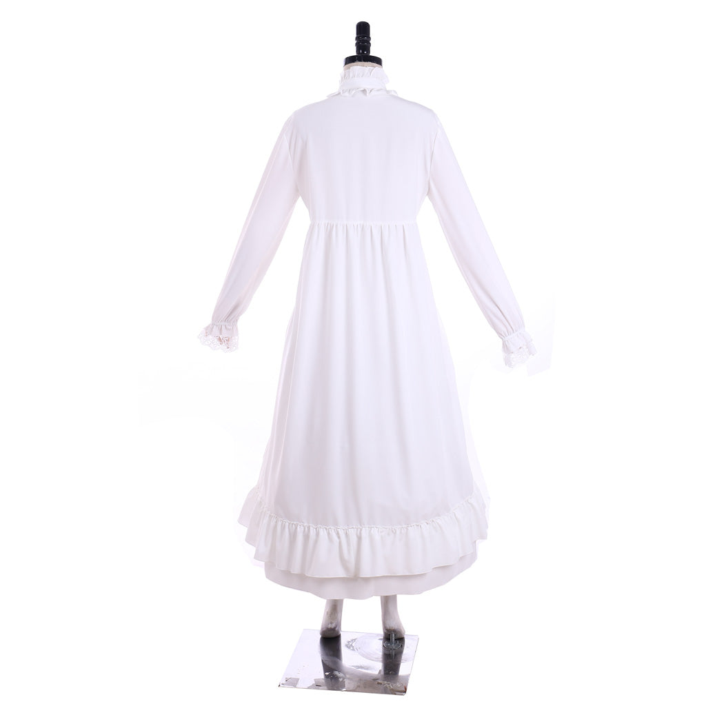 Medieval Women Renaissance Ruffled High Neck Long Sleeve Maxi Dress Medieval Costume Women Adult Cosplay Costume Ladies Halloween Renaissance Gown