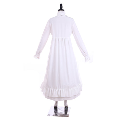Medieval Women Renaissance Ruffled High Neck Long Sleeve Maxi Dress Medieval Costume Women Adult Cosplay Costume Ladies Halloween Renaissance Gown