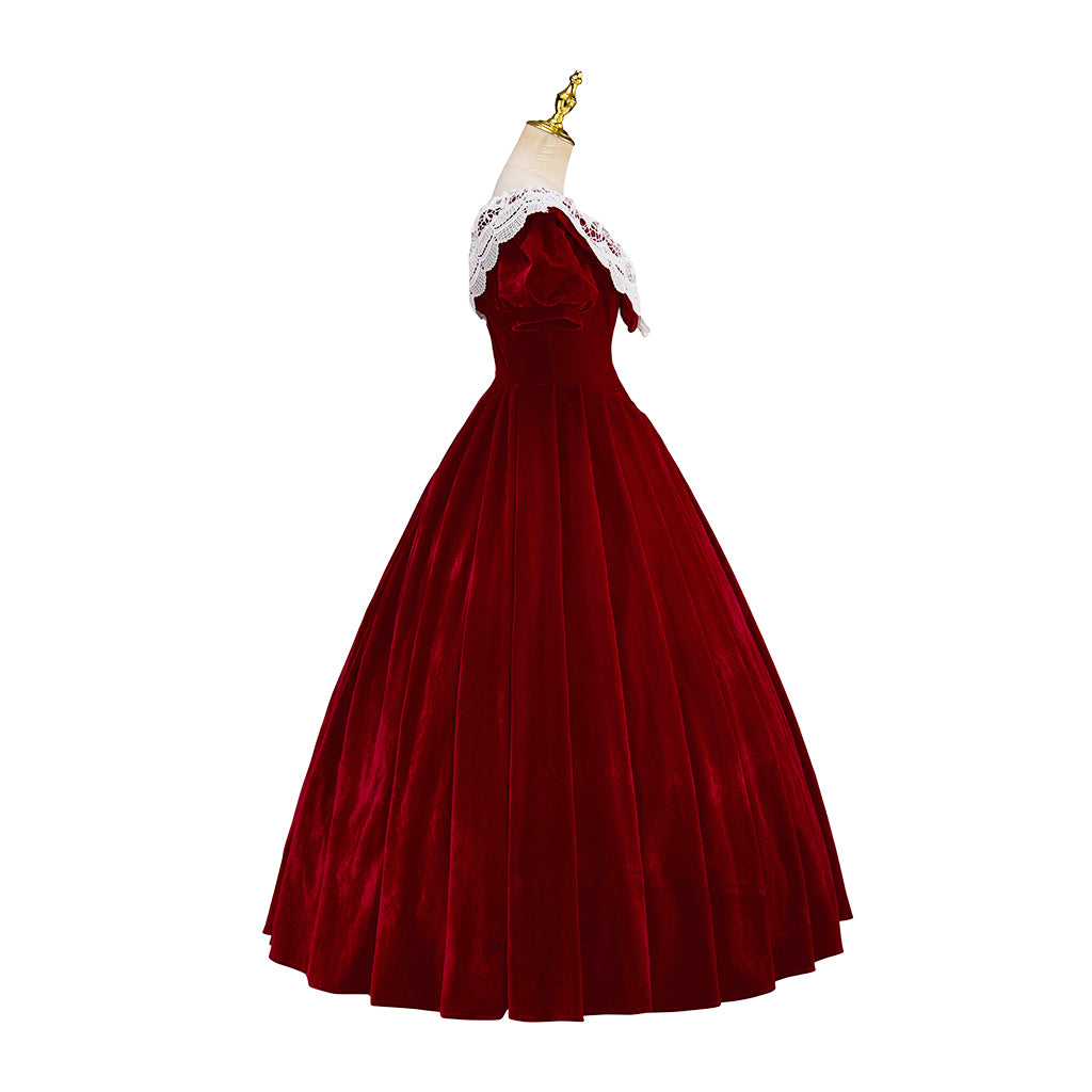 Medieval Victorian Red White Collared Noble Gown for Historical Reenactments Renaissance Halloween and Christmas