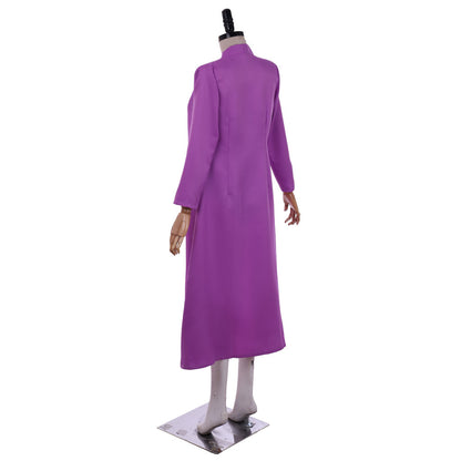 Medieval Fantasy Long Coat Cosplay Costume Purple Regency Retro Renaissance Dress Women Cosplay Outfit Adult Ladies Halloween Dress