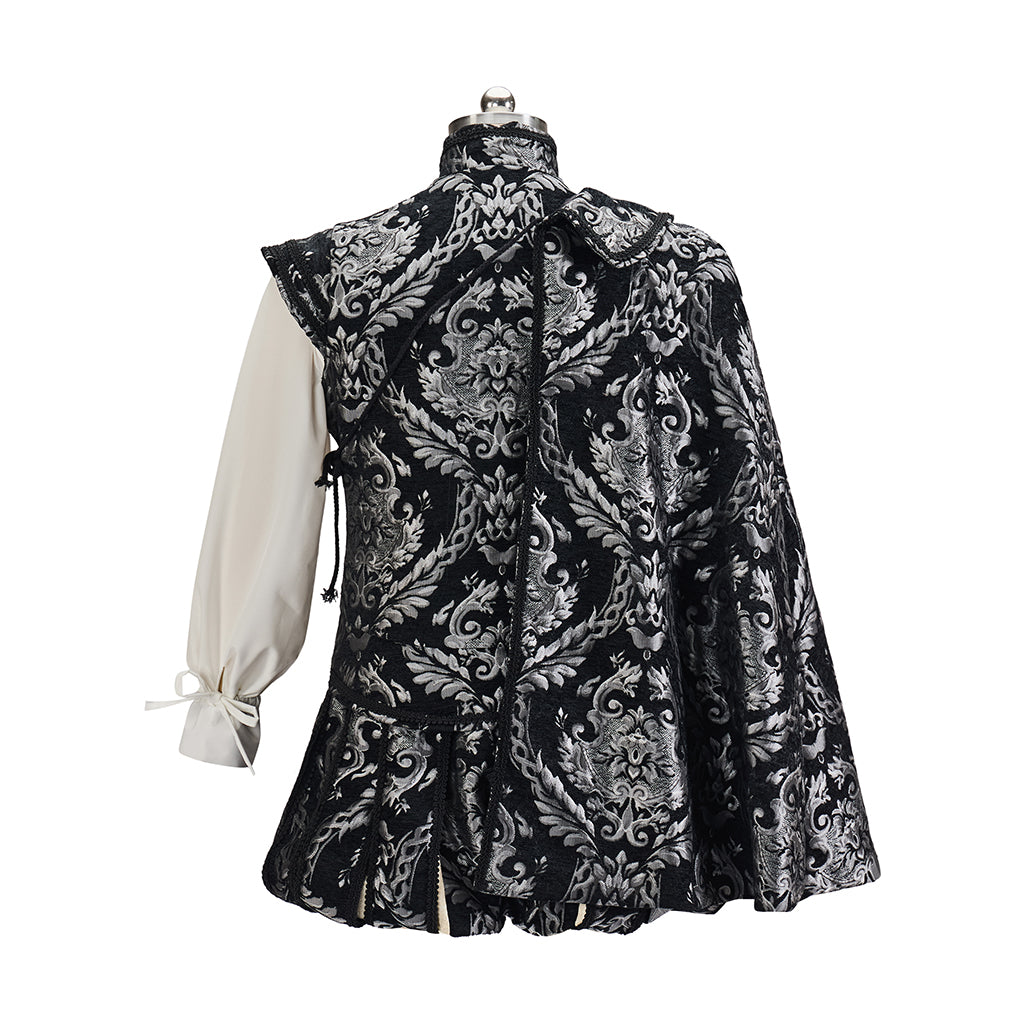 Victorian Style Embroidered Men's Waistcoat with Ruffled Shirt and Tricorn Hat Accents for Historical Reenactments Cosplay Events Halloween Christmas