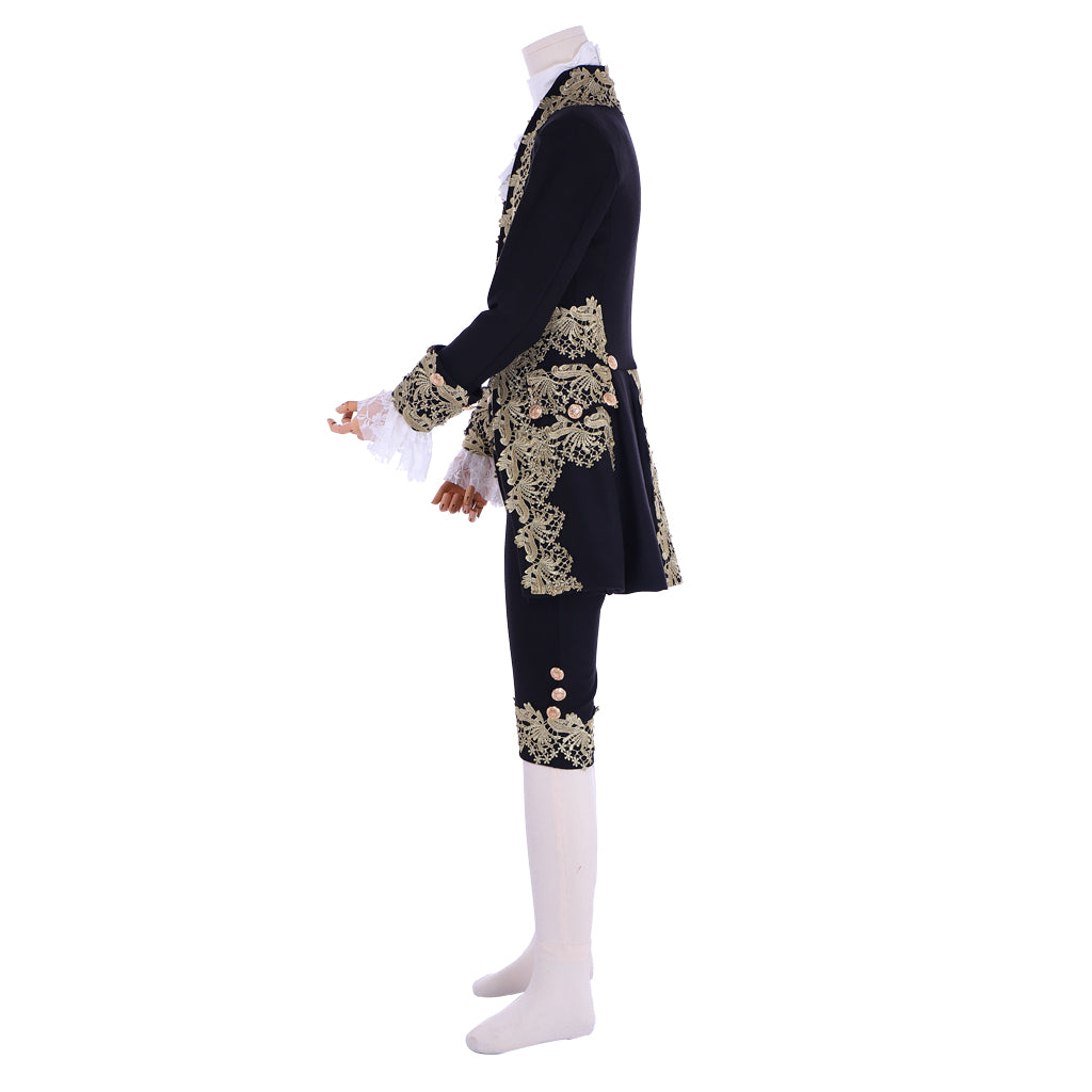 Medieval Men's Rococo Court Suit with Intricate Gold Embroidery Cosplay Stage Costume Adult Halloween Christmas Party Themed Outfit