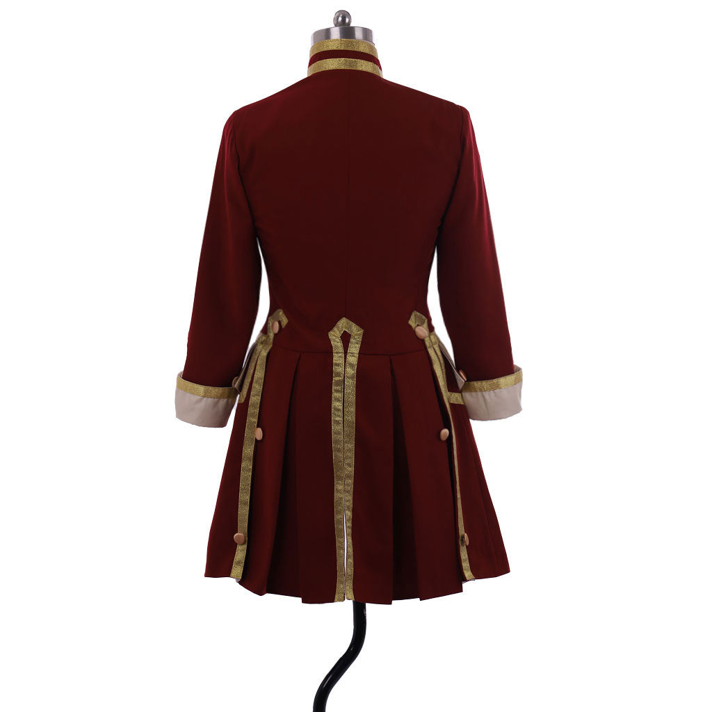 Medieval Men's Red Rococo Court Coat with Gold Trim Cosplay Stage Costume Adult Halloween Christmas Party Themed Outfit