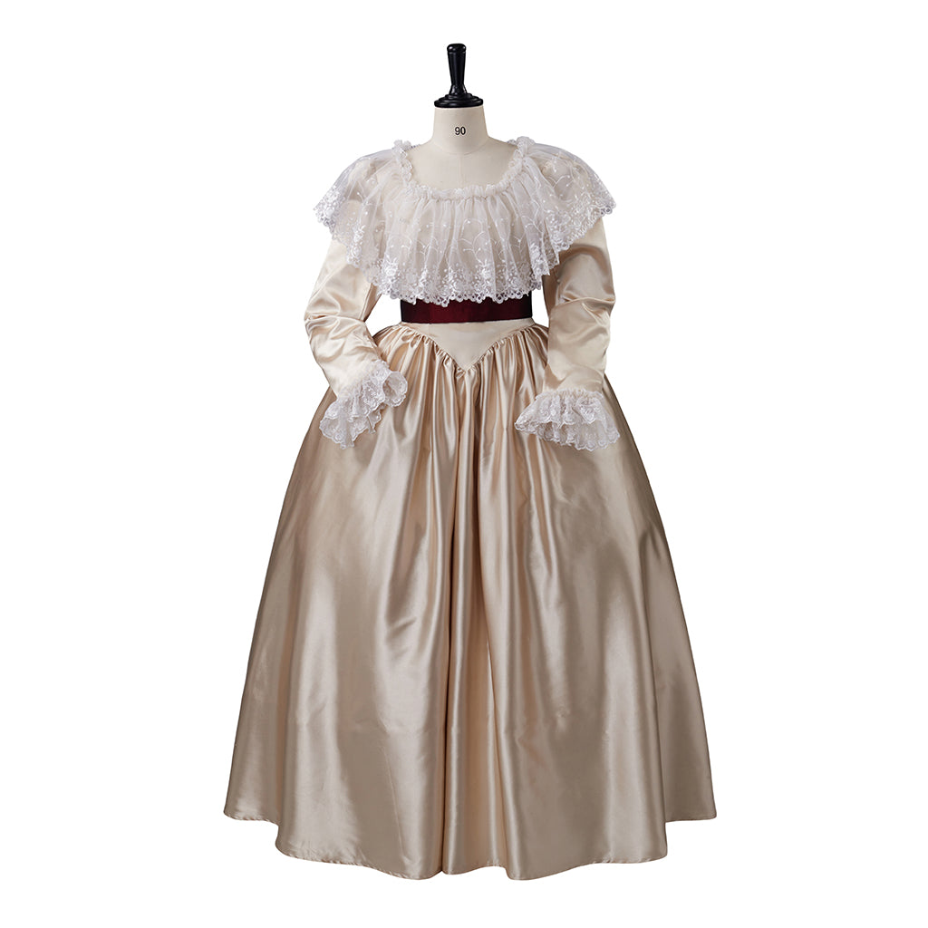 Medieval Style Brown Gown Collar Cuffs and Puff Sleeves Plus Side Lacing for Historical Reenactments Cosplay Events Halloween Christmas