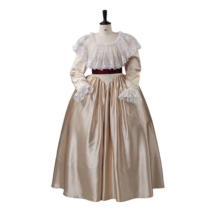 Medieval Style Brown Gown Collar Cuffs and Puff Sleeves Plus Side Lacing for Historical Reenactments Cosplay Events Halloween Christmas