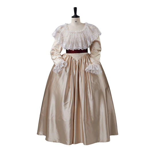 Medieval Style Brown Gown Collar Cuffs and Puff Sleeves Plus Side Lacing for Historical Reenactments Cosplay Events Halloween Christmas