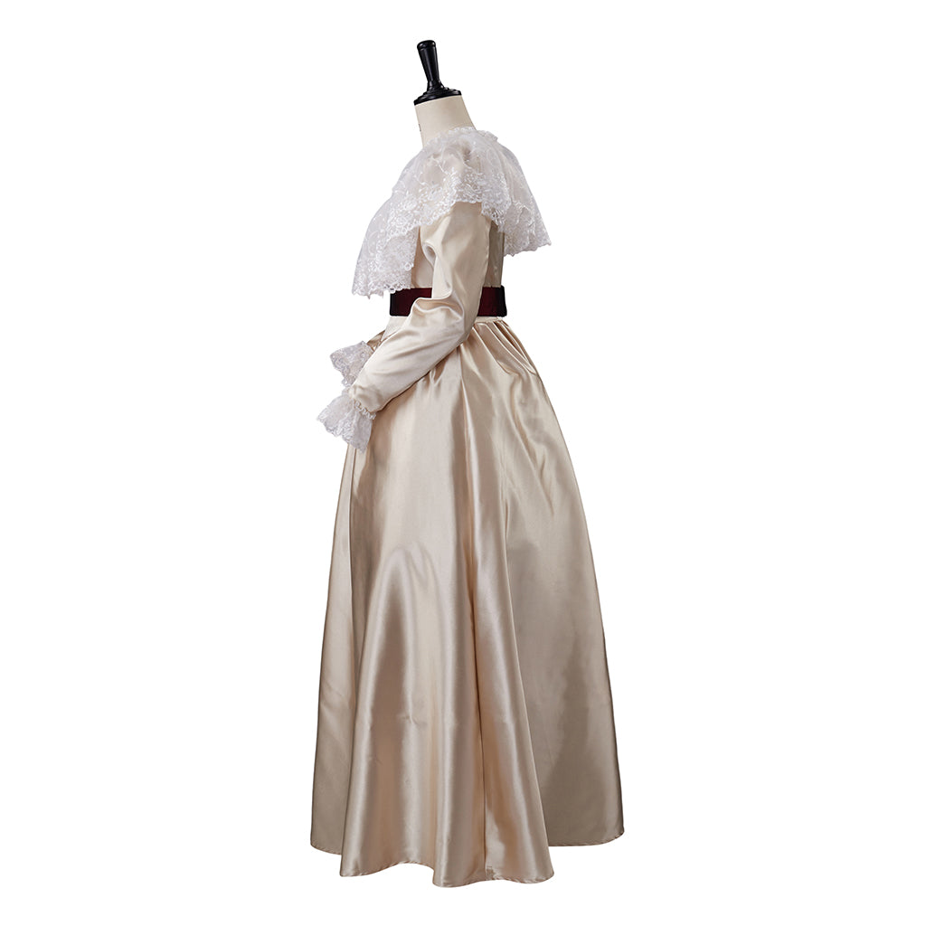Medieval Style Brown Gown Collar Cuffs and Puff Sleeves Plus Side Lacing for Historical Reenactments Cosplay Events Halloween Christmas