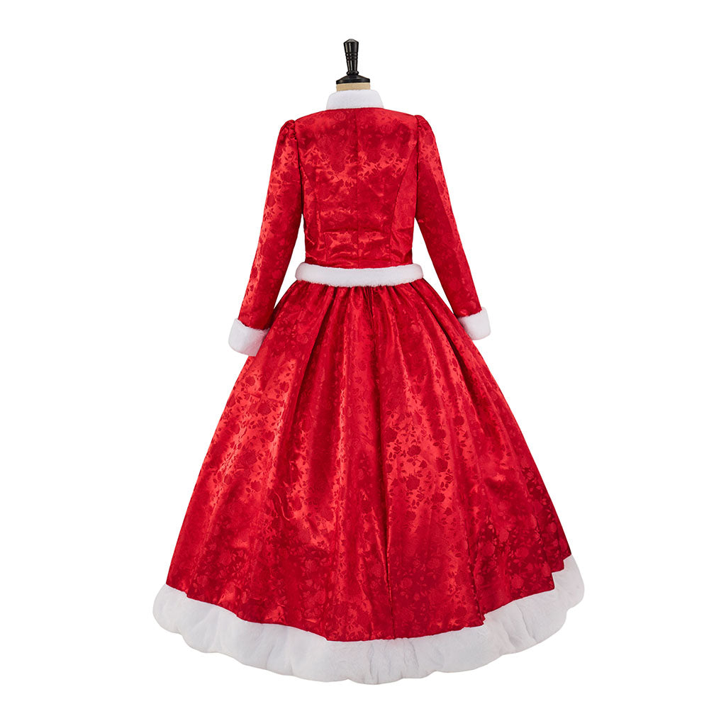 Rococo Style Solid Red Velvet Ball Gown with Matching Headpiece for Historical Reenactments Cosplay Events Halloween Christmas