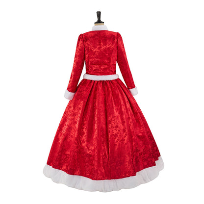 Rococo Style Solid Red Velvet Ball Gown with Matching Headpiece for Historical Reenactments Cosplay Events Halloween Christmas