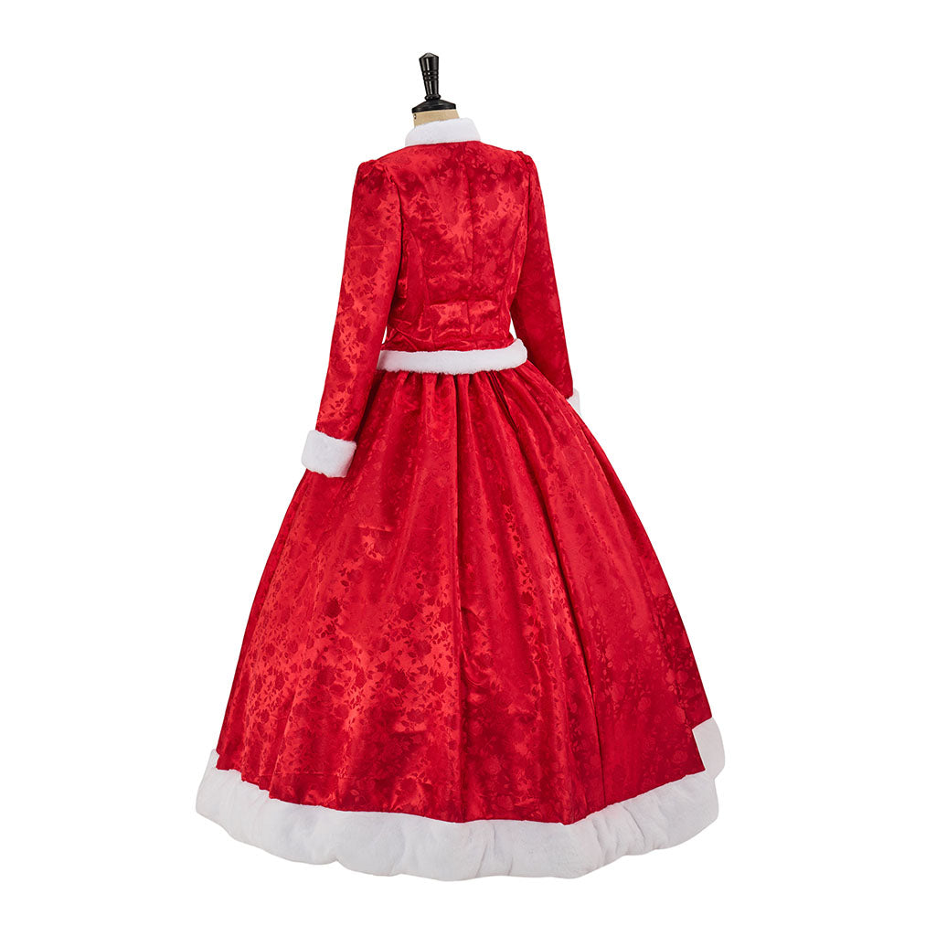 Rococo Style Solid Red Velvet Ball Gown with Matching Headpiece for Historical Reenactments Cosplay Events Halloween Christmas