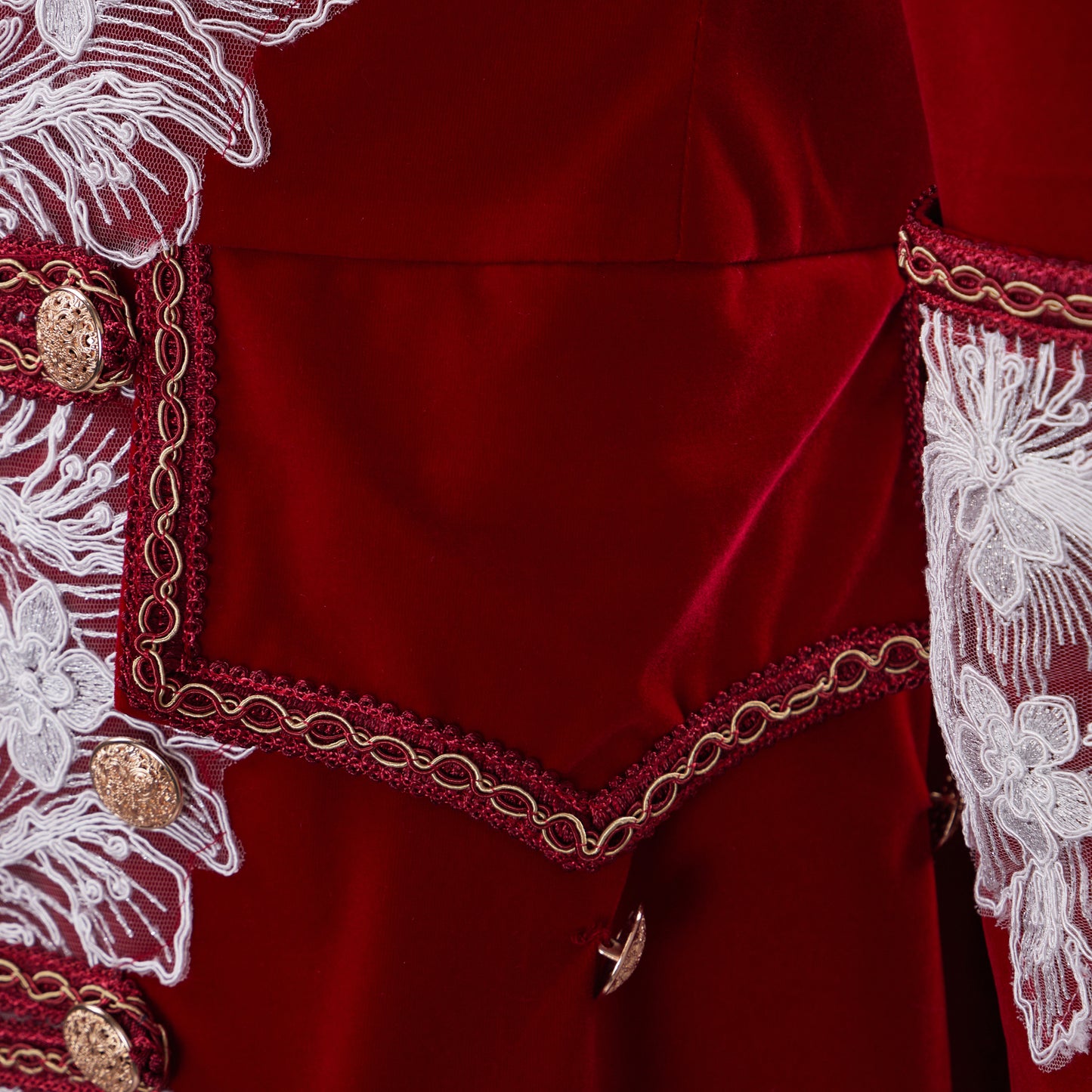 Medieval Royal Crimson Velvet Court Suit with White Lace Ruffles Ornate Embroidery for Historical Reenactments Cosplay Events Halloween Christmas
