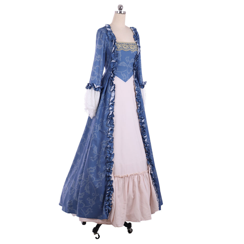 Medieval Baroque Gown Cosplay Costume Blue Regency Retro Renaissance Dress Women Cosplay Outfit Adult Ladies Halloween Dress