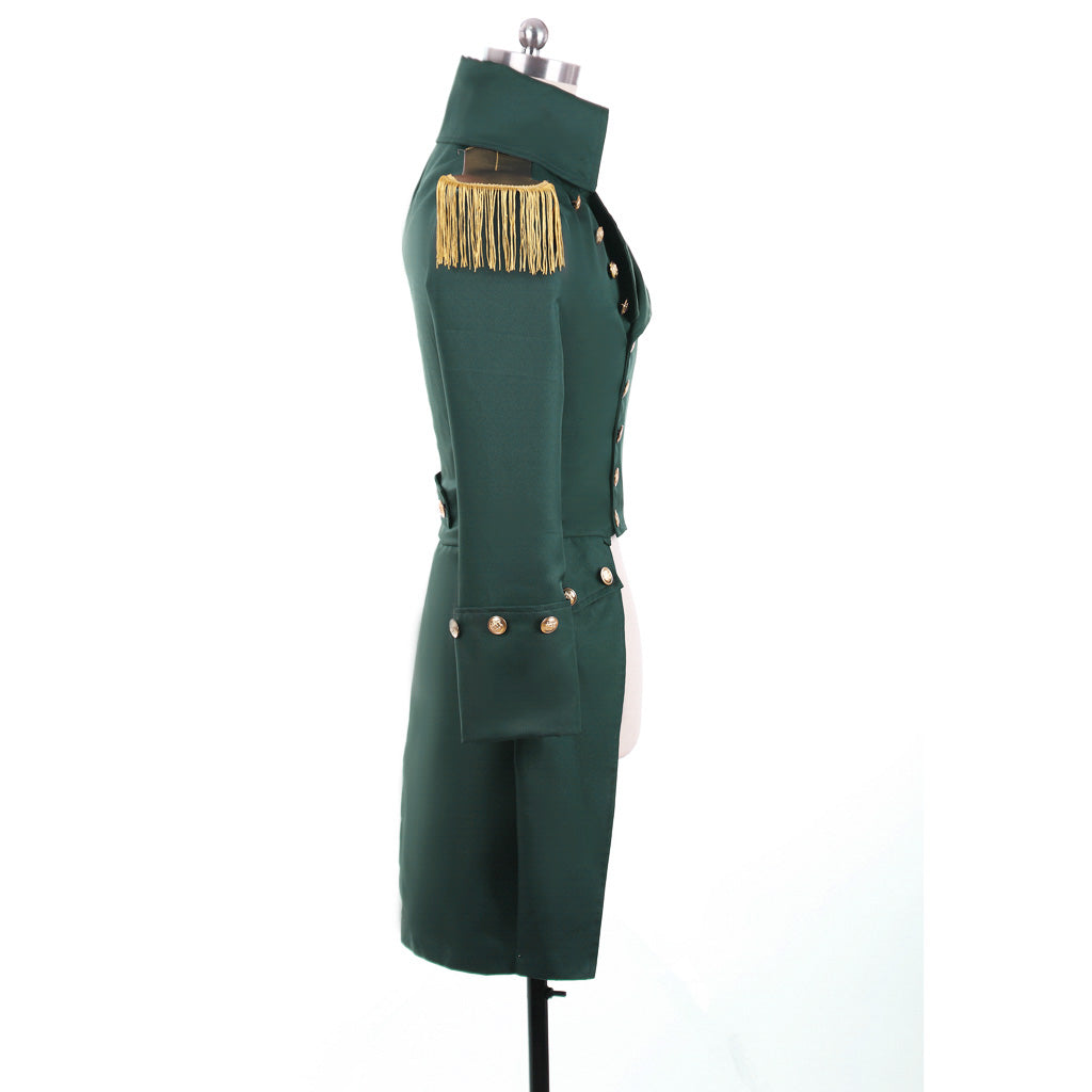 Medieval Men's Green Rococo Court Coat with Gold Buttons Cosplay Stage Costume Adult Halloween Christmas Party Themed Outfit