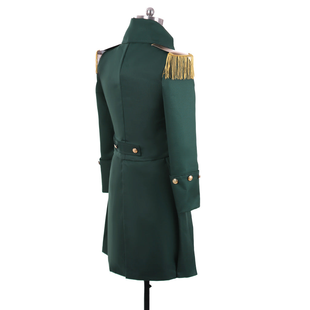 Medieval Men's Green Rococo Court Coat with Gold Buttons Cosplay Stage Costume Adult Halloween Christmas Party Themed Outfit