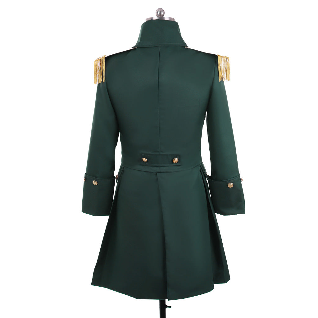 Medieval Men's Green Rococo Court Coat with Gold Buttons Cosplay Stage Costume Adult Halloween Christmas Party Themed Outfit