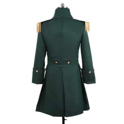 Medieval Men's Green Rococo Court Coat with Gold Buttons Cosplay Stage Costume Adult Halloween Christmas Party Themed Outfit
