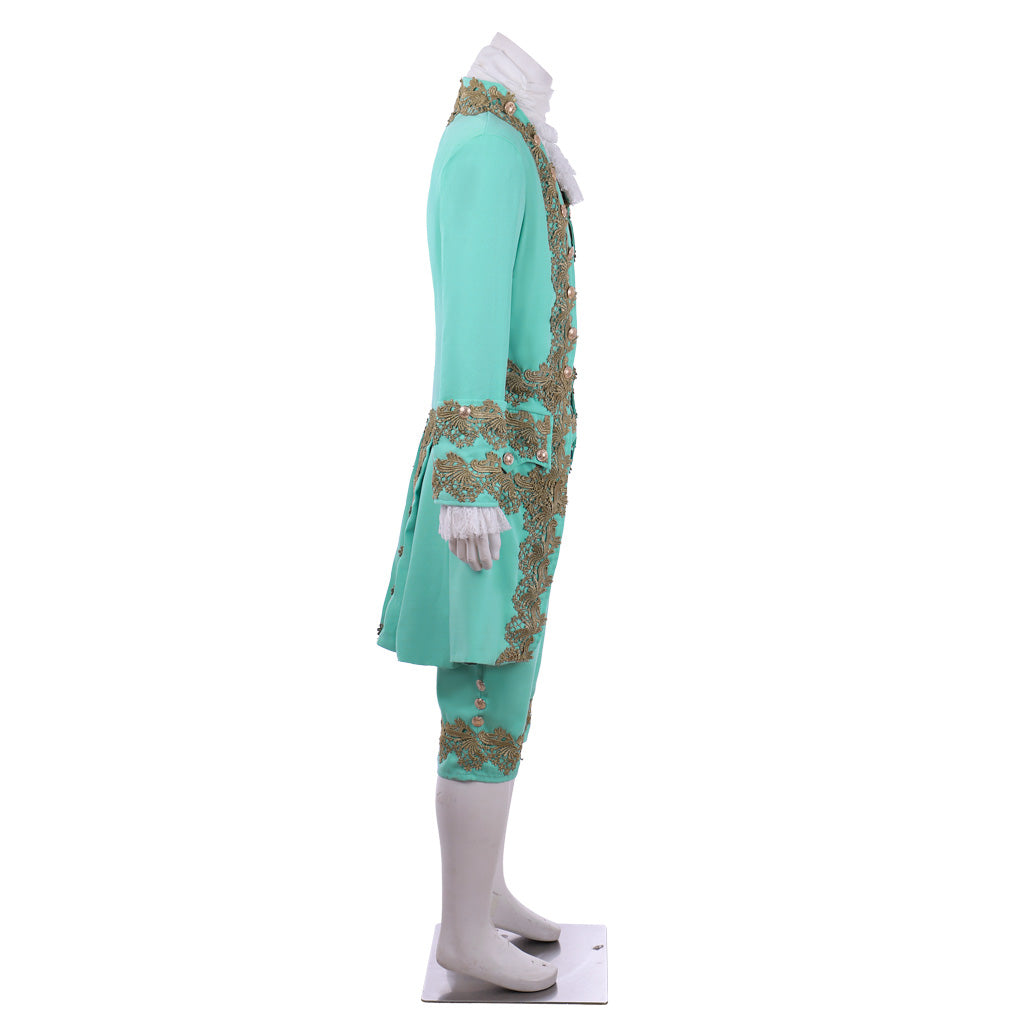 Medieval Men's Rococo Court Suit with Intricate Gold Embroidery Cosplay Stage Costume Adult Halloween Christmas Party Themed Outfit