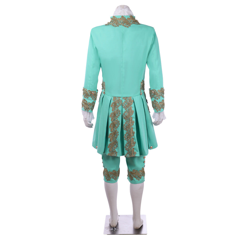 Medieval Men's Rococo Court Suit with Intricate Gold Embroidery Cosplay Stage Costume Adult Halloween Christmas Party Themed Outfit