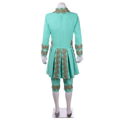 Medieval Men's Rococo Court Suit with Intricate Gold Embroidery Cosplay Stage Costume Adult Halloween Christmas Party Themed Outfit