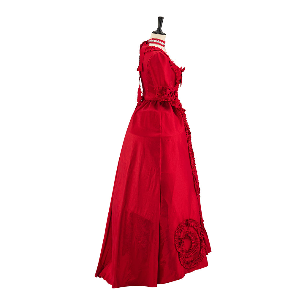 Rococo Style Solid Red Ball Gown for Historical Reenactments Cosplay Events Rococo Themed Gatherings Halloween Christmas