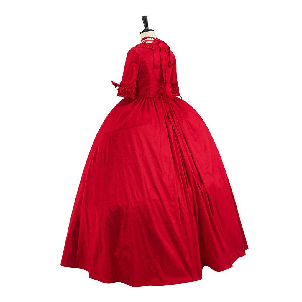 Rococo Style Solid Red Ball Gown for Historical Reenactments Cosplay Events Rococo Themed Gatherings Halloween Christmas