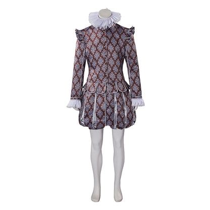 Medieval Style Diamond Patterned Brocade Jacket with Fur Trimmed Neckline Puffed Sleeves for Historical Reenactments Cosplay Events Halloween