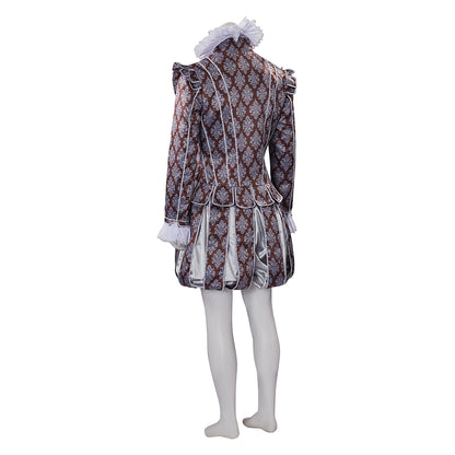 Medieval Style Diamond Patterned Brocade Jacket with Fur Trimmed Neckline Puffed Sleeves for Historical Reenactments Cosplay Events Halloween
