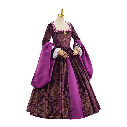 Medieval Tudor Style Solid Purple Ball Gown for Historical Reenactments Cosplay Events Rococo Themed Gatherings Halloween Christmas