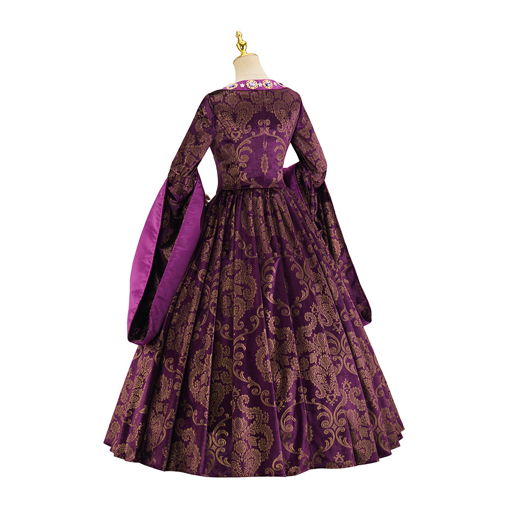 Medieval Tudor Style Solid Purple Ball Gown for Historical Reenactments Cosplay Events Rococo Themed Gatherings Halloween Christmas