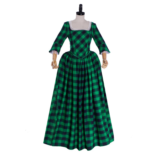 Medieval Renaissance Gothic Rococo Inspired Long Length Prom Plaid Dress Party Costume Prom Dress Princess Shakespeare Gentlewoman Color Green  Women's Royal Halloween Carnival Party Evening Party Valentine's DayParty Masquerade Adults' Dress All