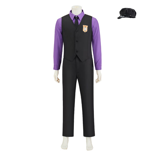 Medieval Victorian - Inspired Black Vest Set with Purple Shirt and Matching Cap for Vintage Gatherings Cosplay Events Halloween Christmas